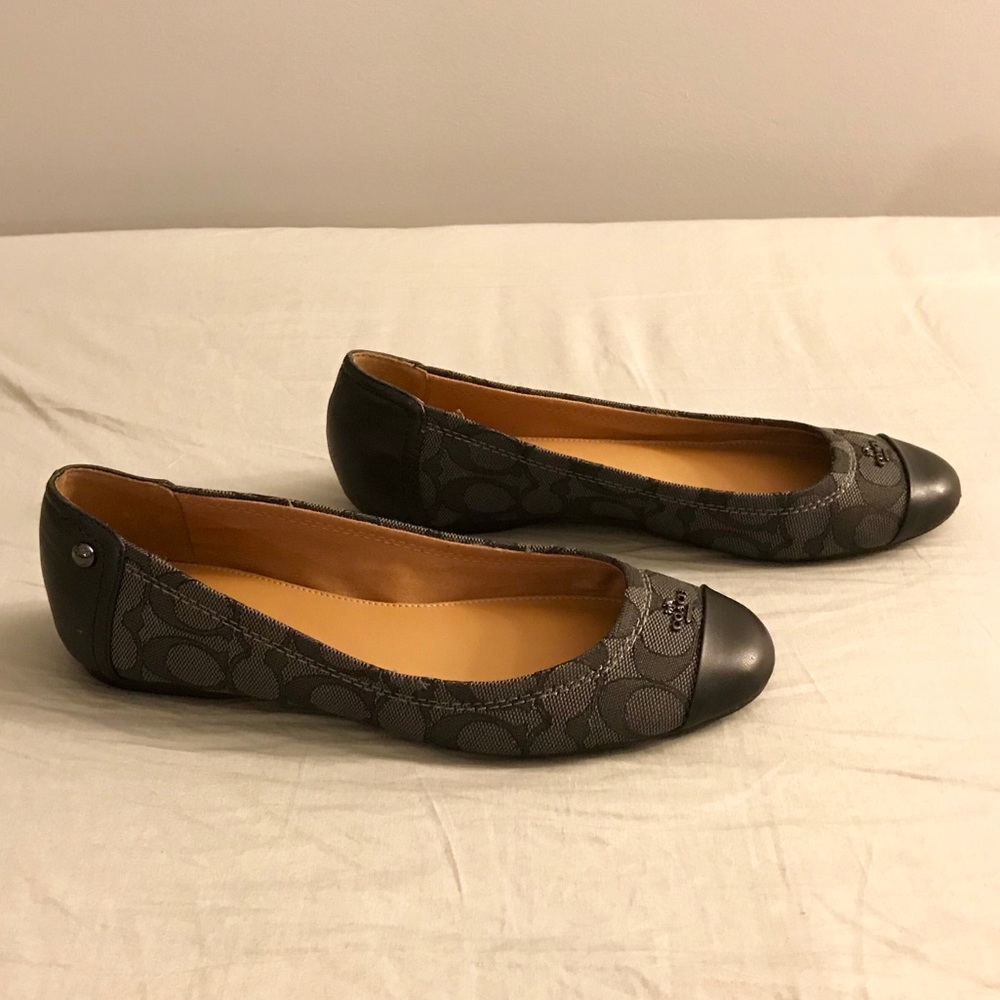 Coach Black Chelsea Leather Signature Ballet Flats - Picture 3 of 8
